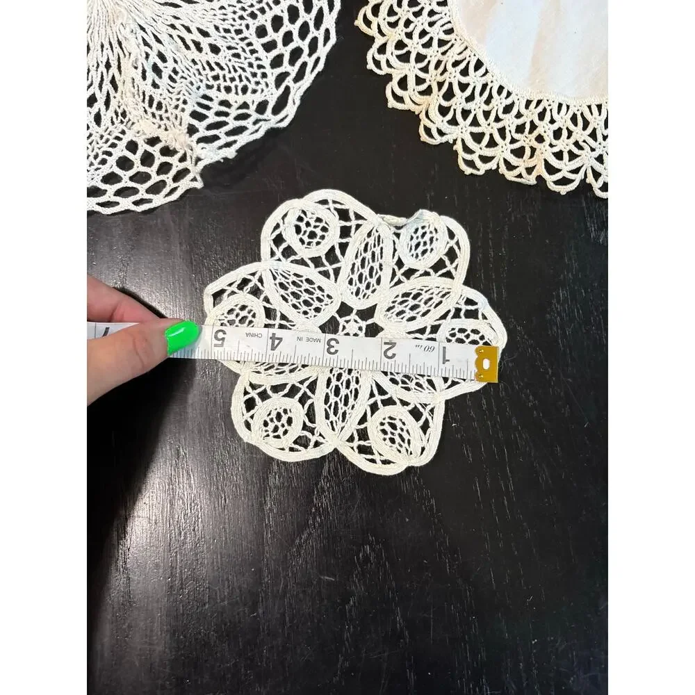 Vintage- Cottage Doilies Squares Assorted Lot of 3- off white  Shabby Chic